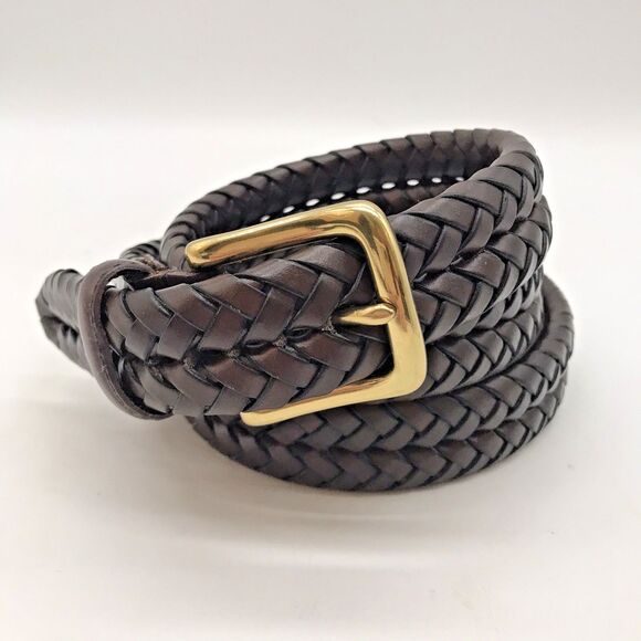 Fossil Braided Brown Genuine Leather Belt Men's 40 Gold Buckle MB3040200 Belt - Picture 1 of 13
